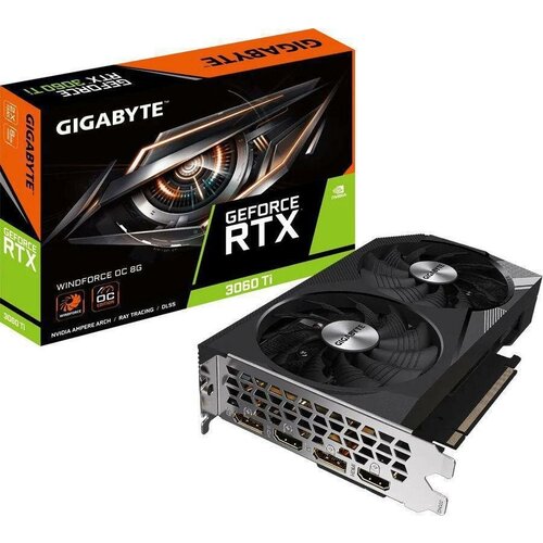 Видеокарта Gigabyte PCI-E 40 GV-N306TWF2OC-8GD NVIDIA GeForce RTX 3060Ti 8192Mb 256 GDDR6 166514000 HDMIx2 DPx2 HDCP Ret 4585000₽