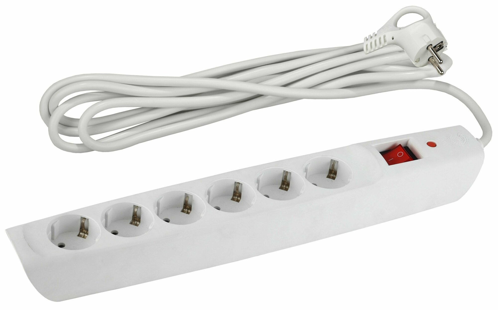 фото Сетевой фильтр ЭРА SFX-6es-4m-W с надежной защитой с заземлением с выключателем 6 розеток 4м 10А бел