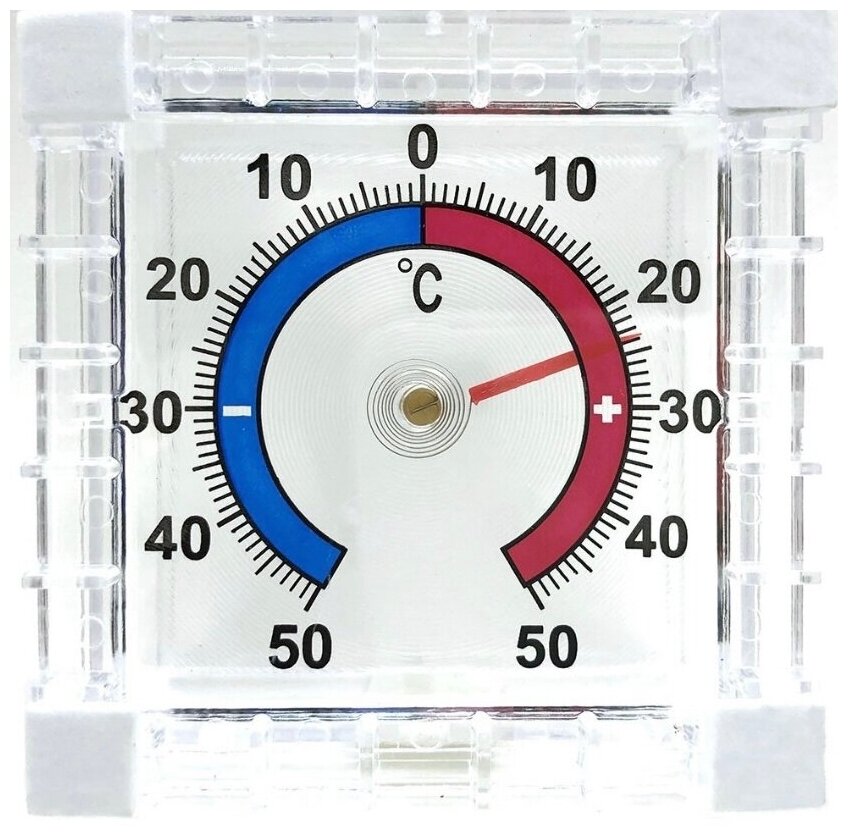 Термометр оконный биметаллический, квадратный, на липучке, -50 +50