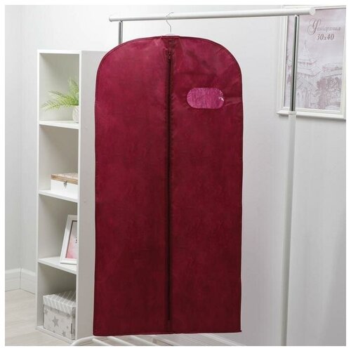 Чехол для одежды с окном 60×120 см, спанбонд, цвет бордо