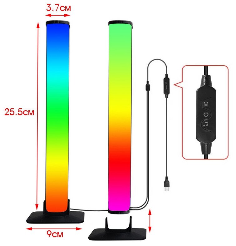 Подсветка интерьерная для ТВ Монитора светильник настольный RGB (2*25см, USB) OG-LDP18 Огонек — фото 1