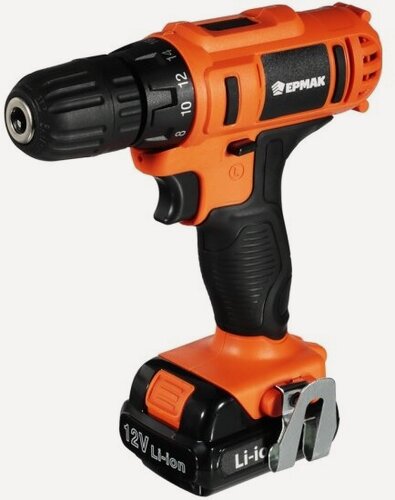 Изображение товара Дрель-шуруповерт аккумуляторная Ермак ДША-12В /1,3Ач/Li-Ion/ 18 Н*м/18+1 скор/1аккум/коробка