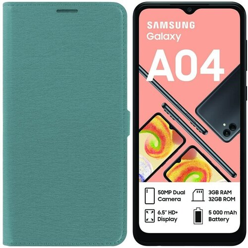 Чехол-книжка Krutoff Eco Book для Samsung Galaxy A04 (A045) зелёный опал чехол книжка krutoff eco book для samsung galaxy a04 a045 тюльпан зелёный опал