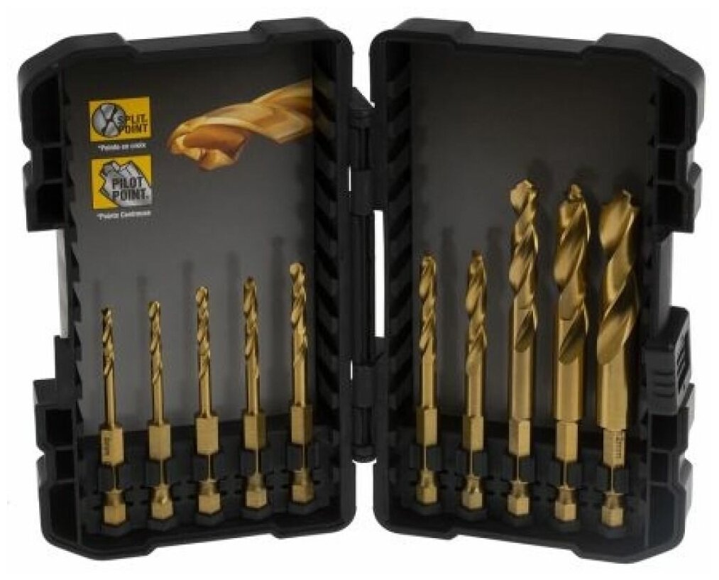 Набор DEWALT DT50050 cверл 10pcs Impact TITANIUM Drill Bit Set - фото №4