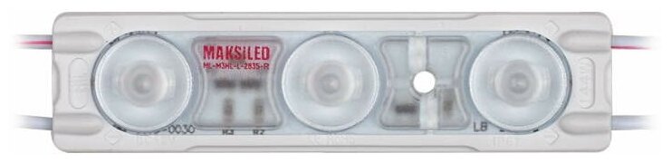 Светодиодный модуль MAKSILED ML-M3HL-L-2835-R 1.44Вт, 12В, IP67, SMD2835 3LED, 46лм, красный, набор 30 шт. - фотография № 2