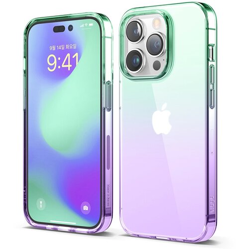 Чехол Elago AURORA Gradient для iPhone 14 Pro Max зелёно-фиолетовый чехол elago soft silicone case для iphone 14 pro мятный mint