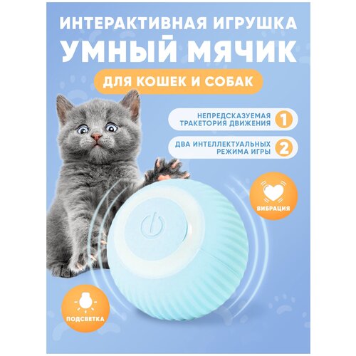 Игрушка для кошек, интерактивный мяч для кошки голубой интерактивная игрушка cheerble для кошек и котят мячик дразнилка ball m1 серый