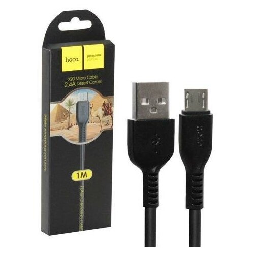 Кабель USB Micro USB X20 1M 2.4A HOCO черный hoco x20 кабель usb