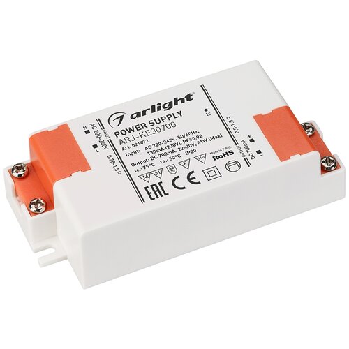 фото Блок питания arj-ke30700 (21w, 700ma, pfc) (arlight, ip20 пластик, 5 лет)