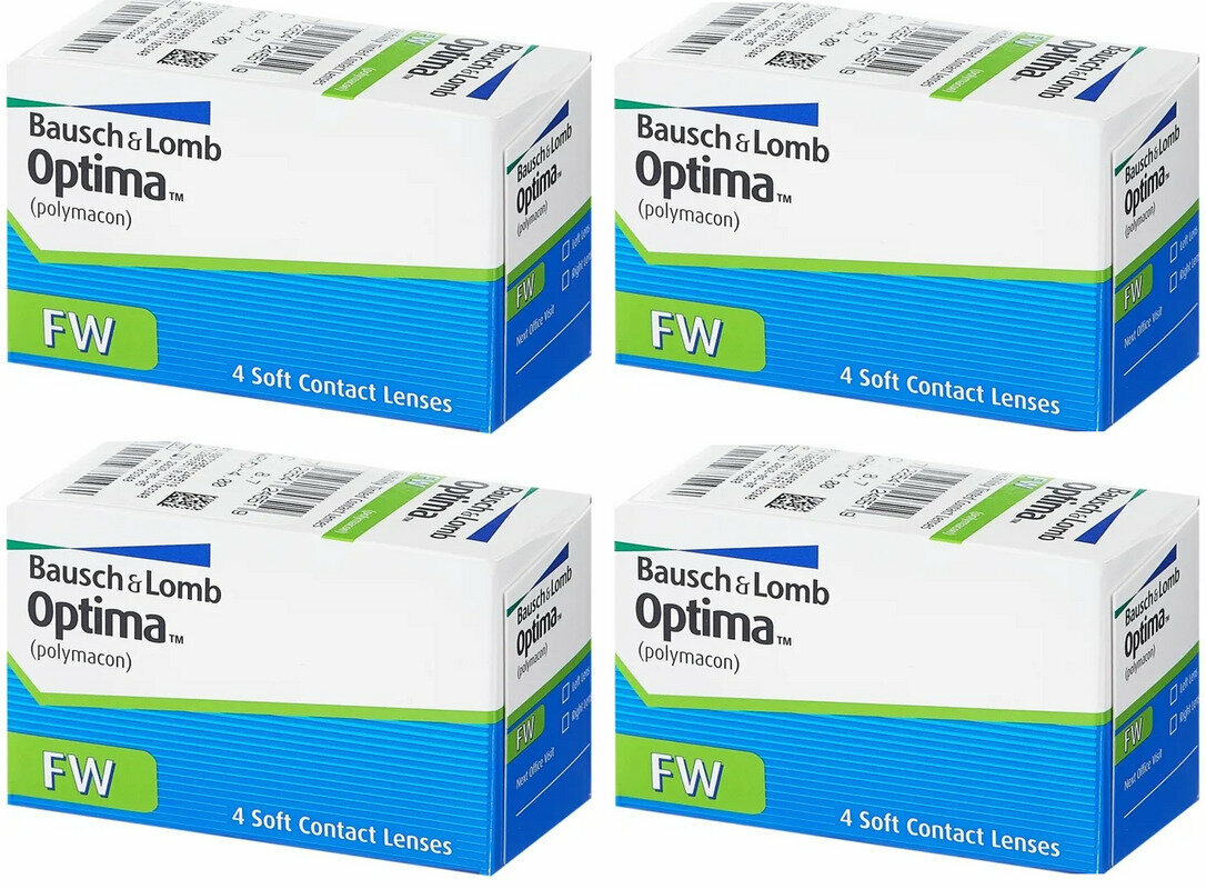 Контактные линзы Bausch & Lomb Optima FW, 4 шт., R 8,7, D -4, 4 уп.