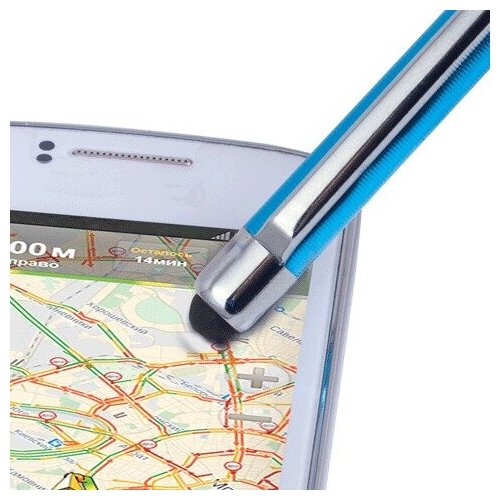 Ручка-стилус SONNEN для смартфонов/планшетов, синяя, корпус ассорти, серебристые детали, линия письма 1 мм, 141587