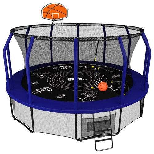 фото Каркасный батут unix line 12ft basketball supreme game 366х366х269 см blue