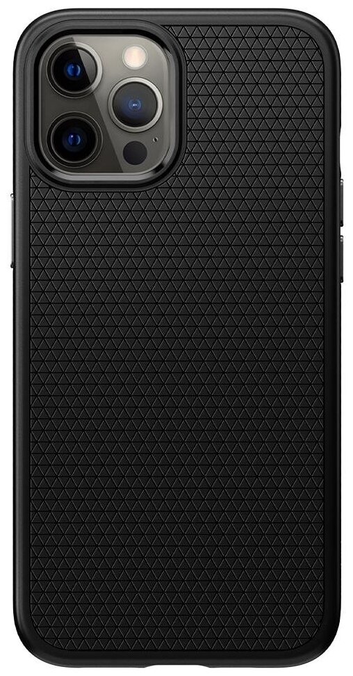 Чехол Spigen на Apple iPhone 12 Pro Max (ACS01617) Liquid Air / Спиген чехол для Айфон 12 Про Макс тонкий, противоударный, с защитой камеры, черный — фото 1