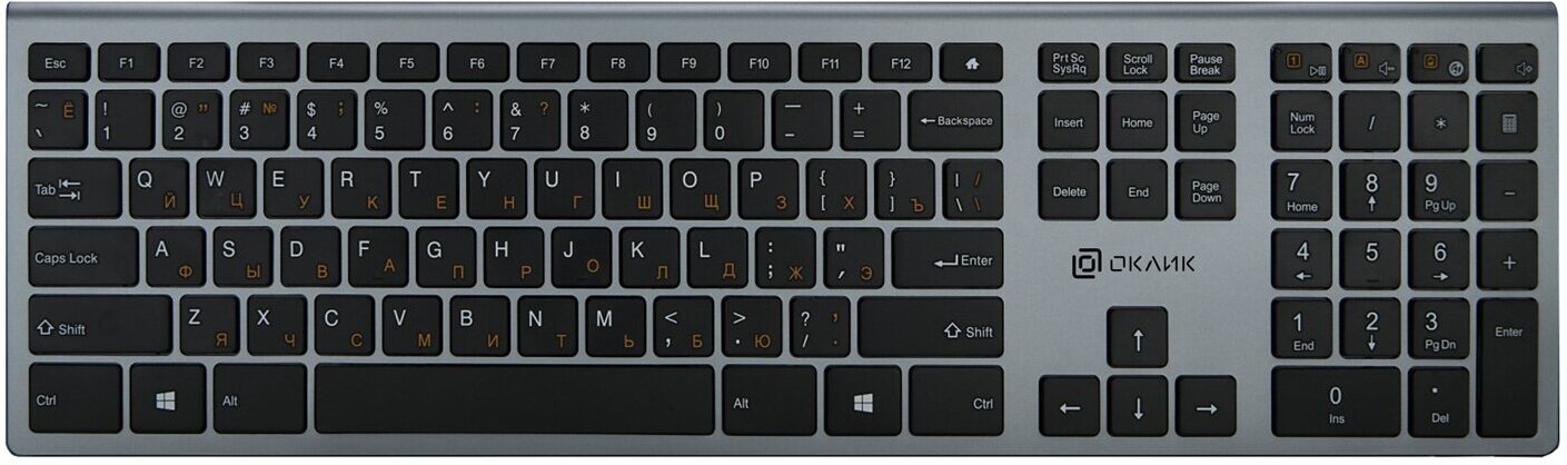 Беспроводная клавиатура Оклик 890S, серый