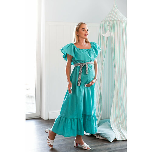 Сарафан Славянские узоры, размер 44, бирюзовый