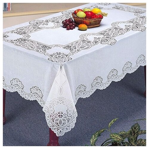 Скатерть 150 Х230 белая ПВХ CROCHET (24.36)