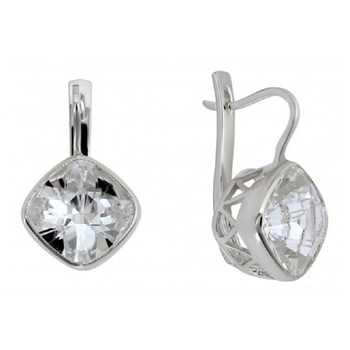 Серьги НЕВСКИЙ-Т, серебро, 925 проба, родирование, кварц, золотой