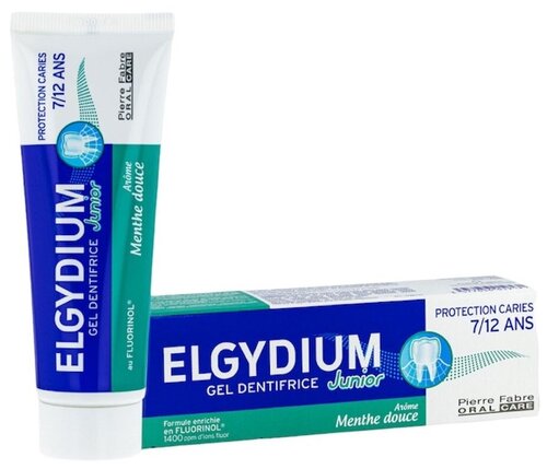 Зубная паста-гель для взрослых и детей Elgydium Защита от кариеса Junior Mild Mint, 50 мл