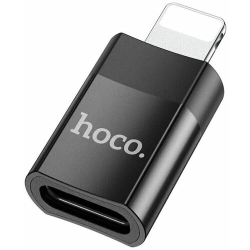 Переходник / адаптер Hoco UA17, Lightning (M) - USB Type-C (F), 2A, черный сетевая зарядка type c usb hoco c80a pd qc3 0 с кабелем type c lightning белый
