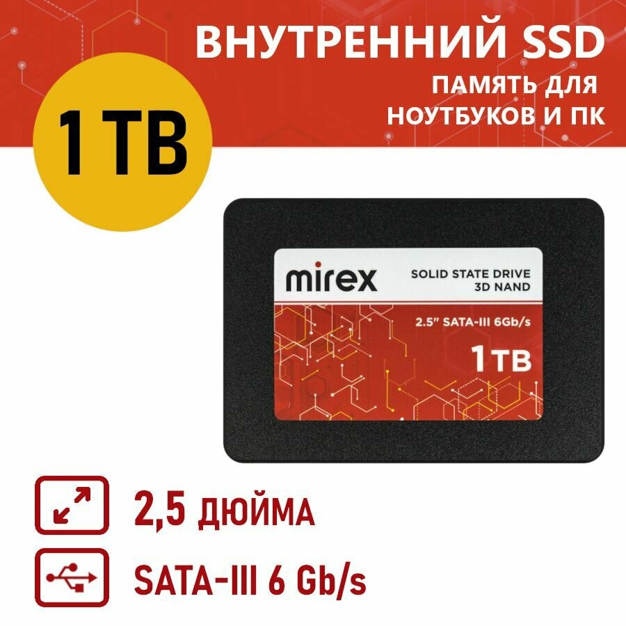 Внутренний SSD-диск SSD 2.5" Mirex 1TB SATA-III (SA500),