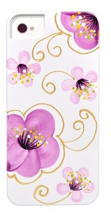 Накладка iCover Cherry Blossoms для iPhone 5 / 5s / SE - White/Purple