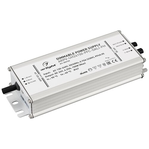 фото Блок питания arpv-uh24150-pfc-dali-ph (24v, 6.3a, 150w) (arlight, ip67 металл, 7 лет)