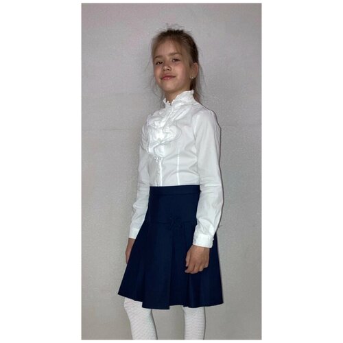 Школьная юбка РУСЬ, размер 128-32, синий школьная юбка русь размер 128 32 серый