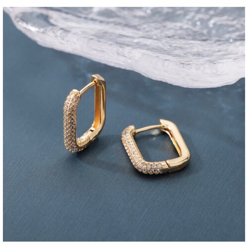 Комплект серег , фианит, золотой