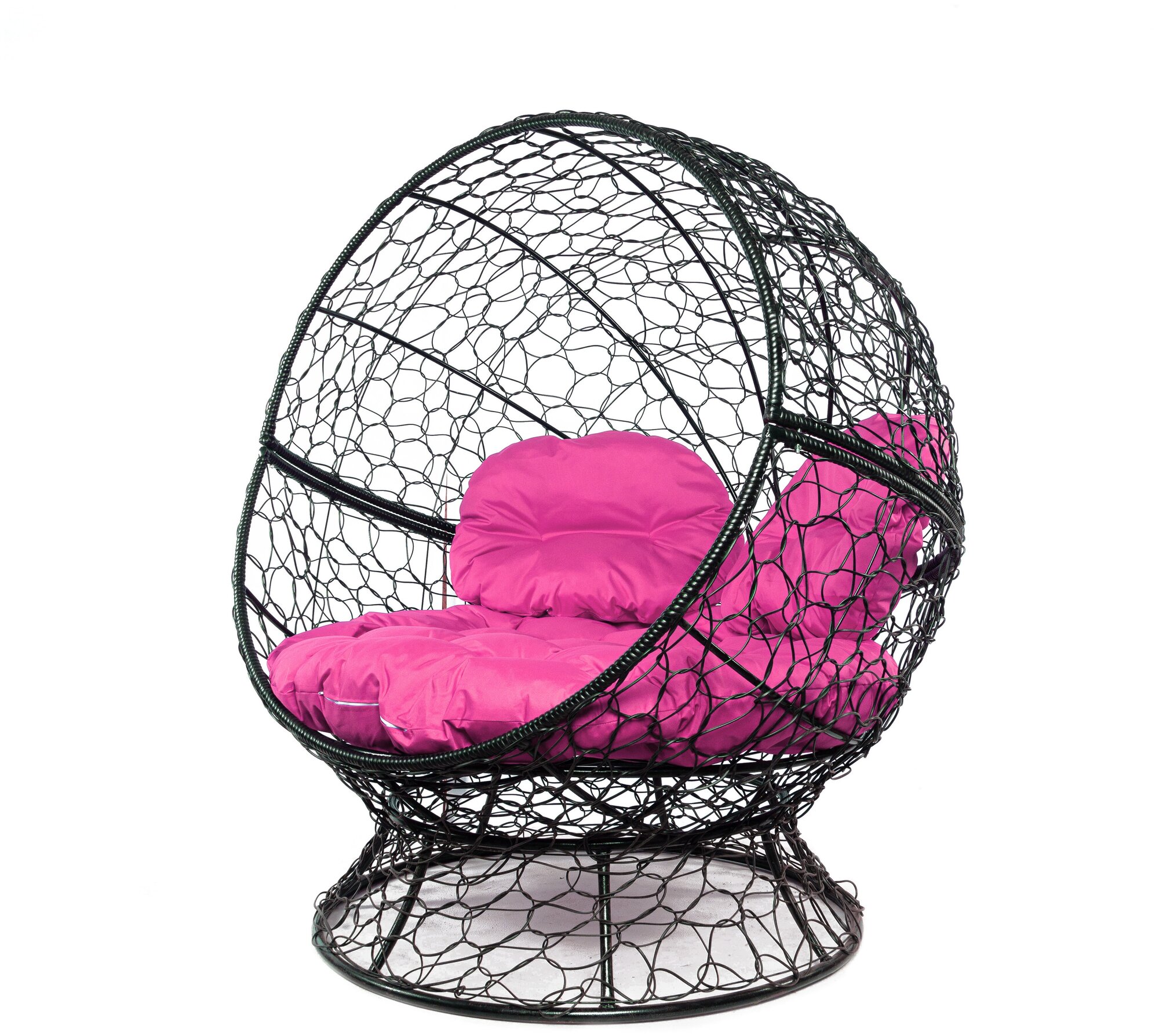 Кресло чёрное M-Group Апельсин ротанг, 11520408 розовая подушка - фотография № 3