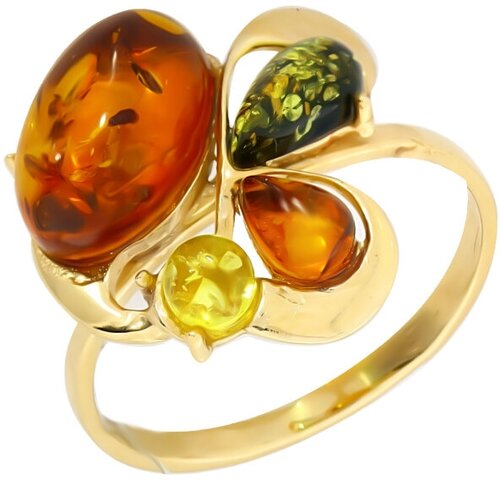 Кольцо Diamant online, золото, 585 проба, янтарь, размер 18.5, оранжевый
