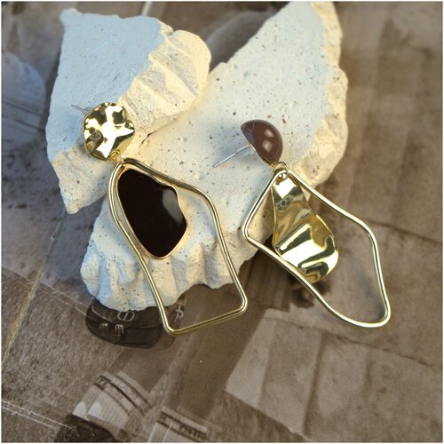 Комплект серег The Minimalist, размер 25 мм, золотой, горчичный