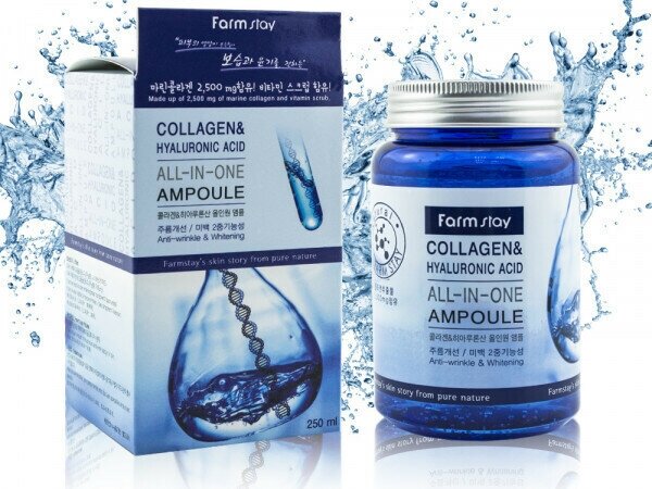 Ампульная Сыворотка для лица FarmStay Collagen & Hyaluronic Acid All-in-one Ampoule