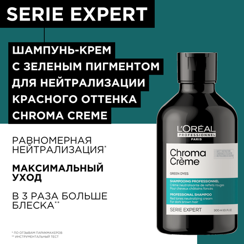 Шампунь-крем LOreal Professionnel Serie Expert Chroma Creme с зеленым пигментом для нейтрализации красного оттенка, 300 мл