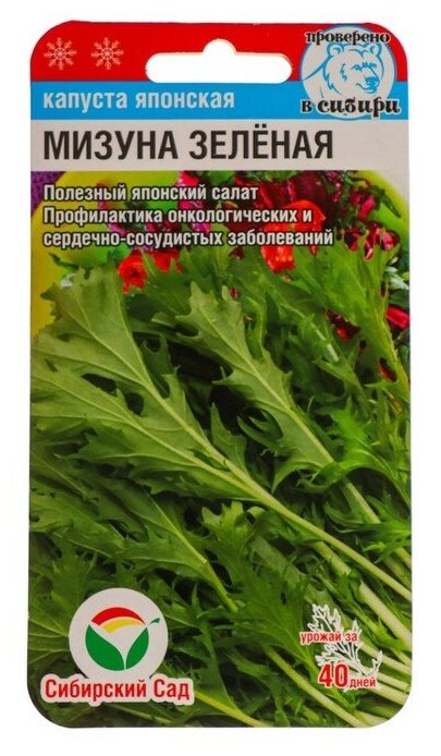 фото Семена Капуста японская "Мизуна", зеленая, 0,5 гр