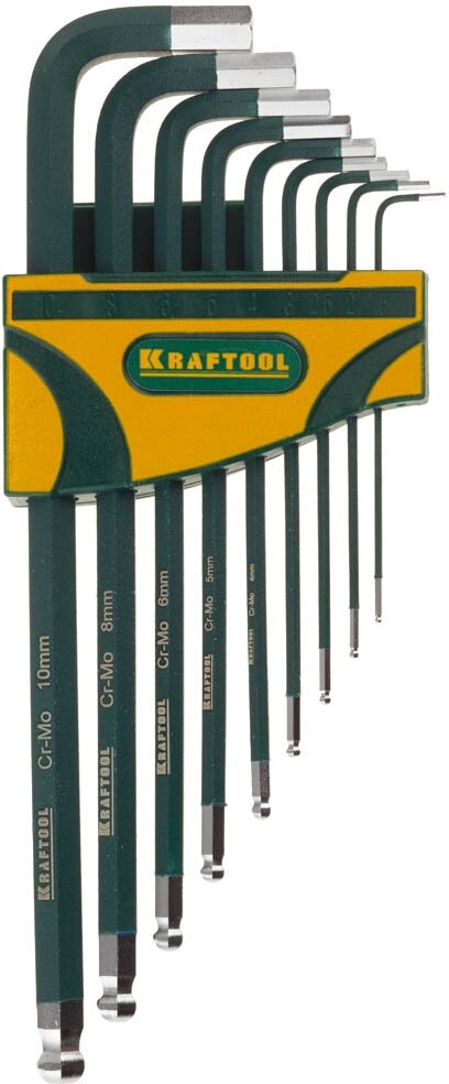 Набор длинных имбусовых ключей KRAFTOOL Industrie 9 шт. 27445-H9