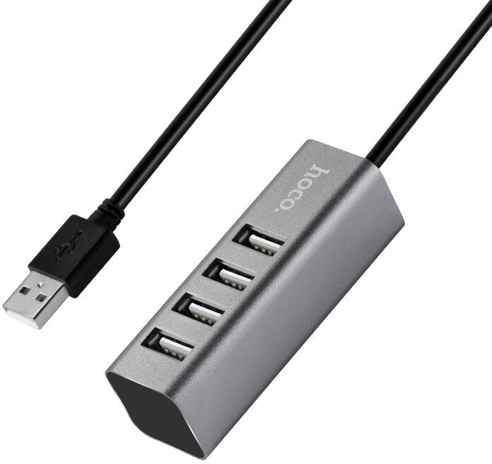 HUB разветвитель HOCO HB1 USB to 4USB 2.0 (USB 2:0 - 480 Мбит/с) 80 см Тусклый