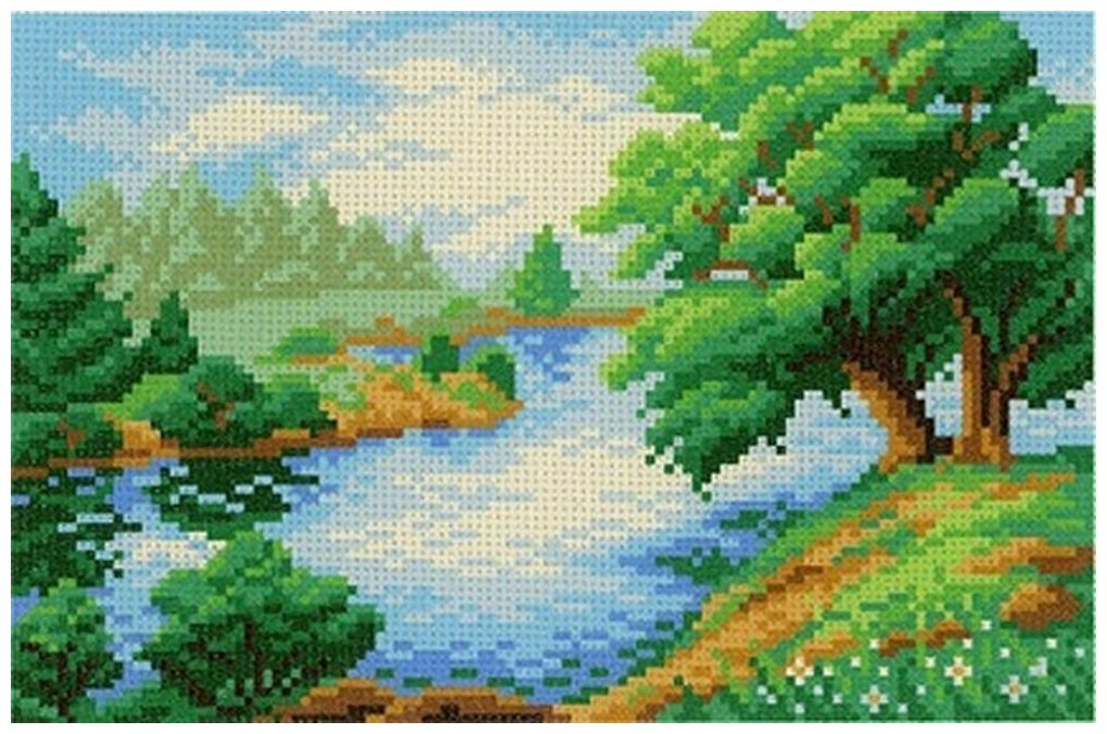 Рисунок на ткани М. П. Студия "Дерево у реки", 14x21 см