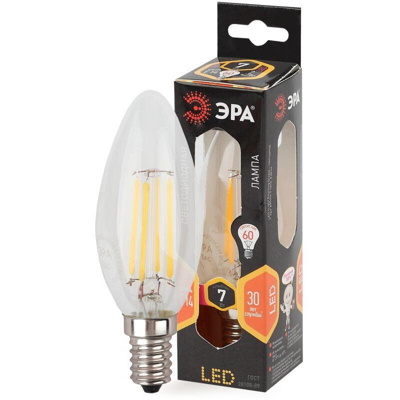 Лампа светодиодная F-LED B35-7w-827-E14, ЭРА Б0027942 (1 шт.)