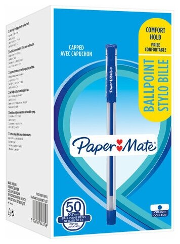 Ручка шариковая с грипом PAPER MATE "Brite" синяя игольчатый узел 1 мм линия письма 07 мм 2084374