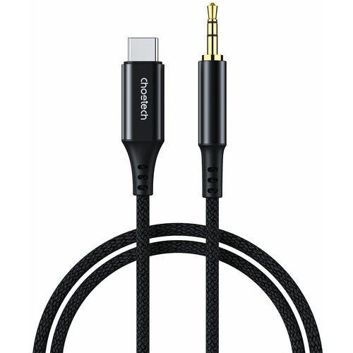 Кабель аудио Choetech AUX006 USB-C 3,5мм mini-jack male, 1м, цвет черный кабель аудио choetech non mfi lightning 3 5 мм mini jack male 1 м черный aux007