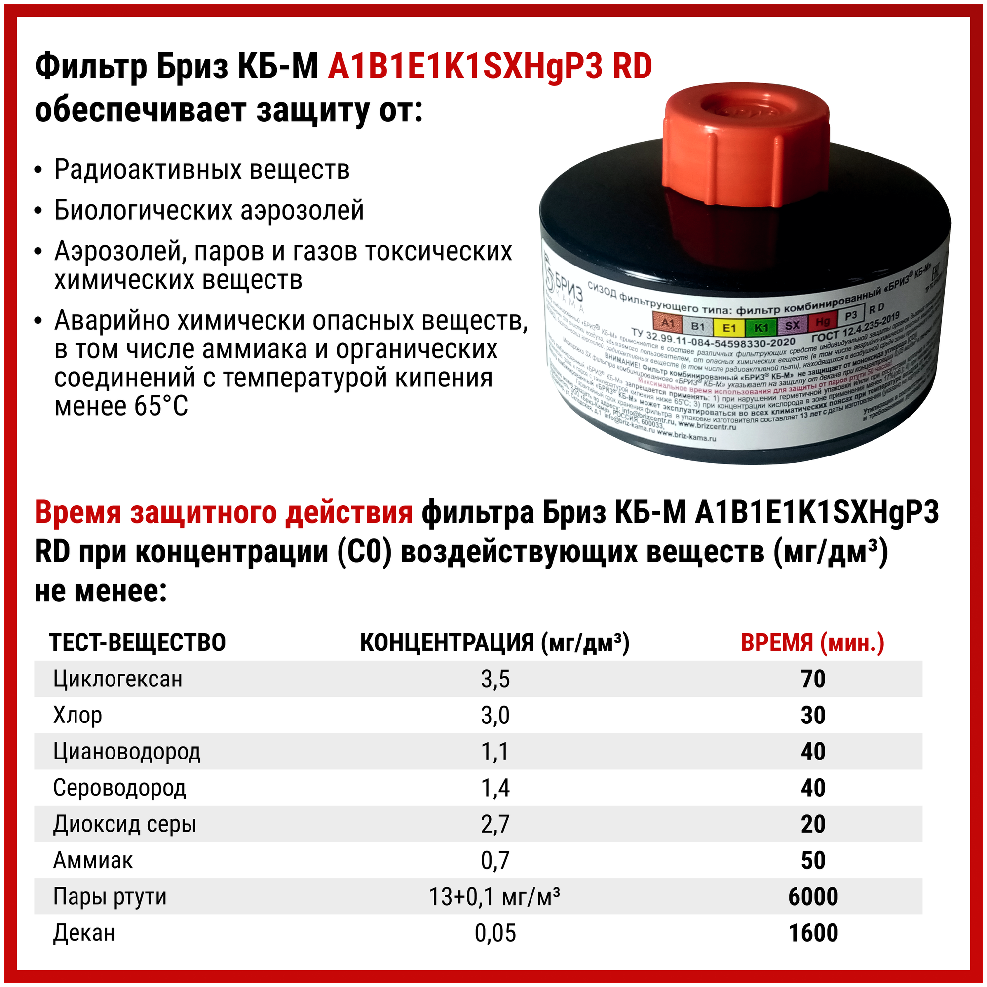 Противогаз Бриз-3306 ППМ с фильтром A1B1E1K1SXHgP3D респиратор химический от радиоактивных веществ маска защитная многоразовая распиратор, размер L - фотография № 6