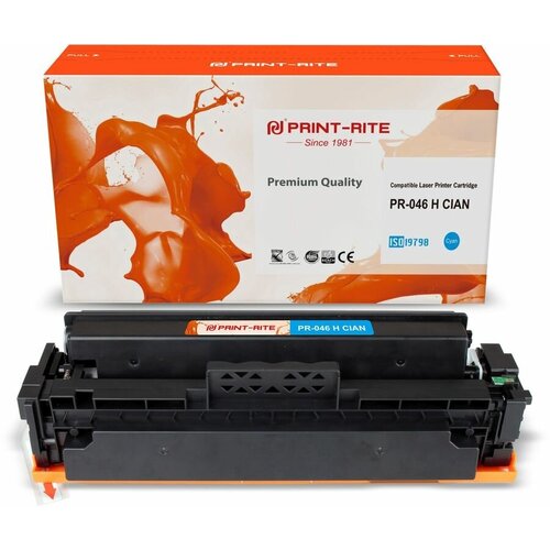 Картридж PRINT-RITE TFC452CPU1J, 046 H Cian, голубой / PR-046 H CIAN картридж лазерный print rite tfc875cprj pr cexv49c cian c exv49c cian голубой