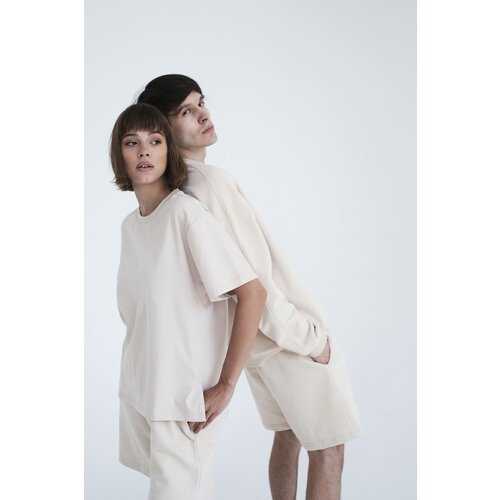 Футболка оверсайз MICHOSSO бежевый, XS-S