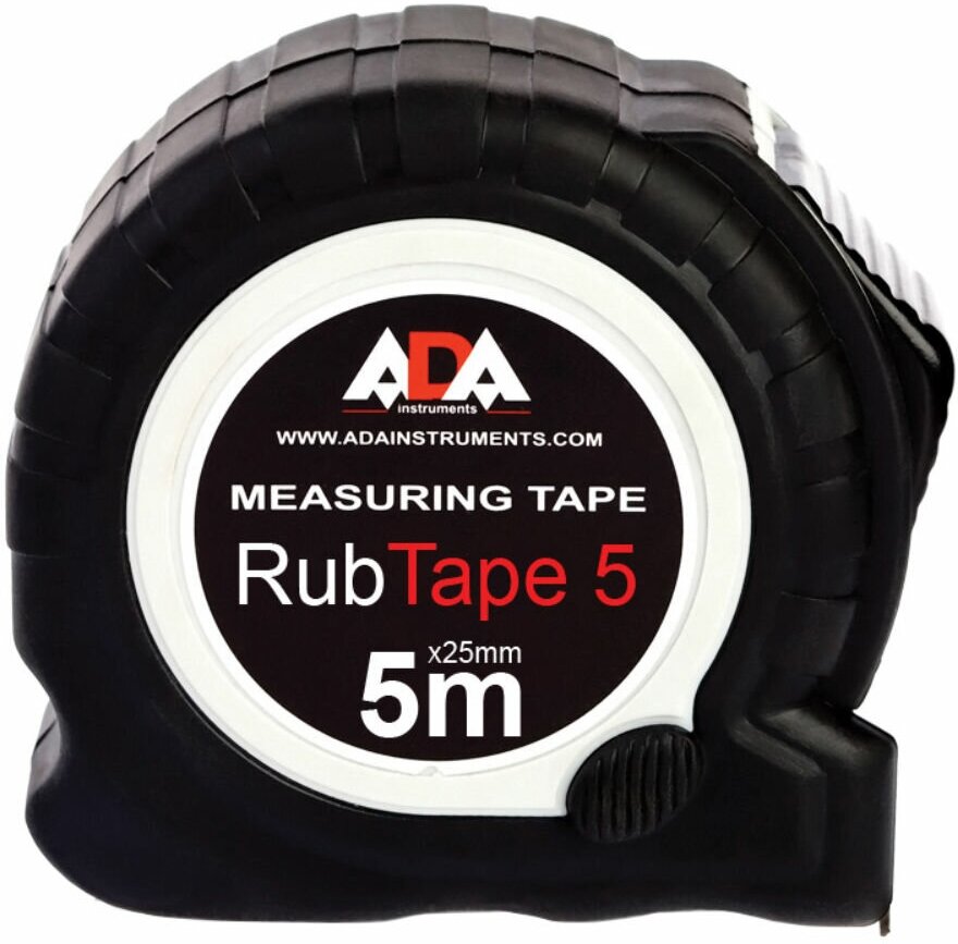 Рулетка ударопрочная ADA RubTape 5 с полимерным покрытием ленты (сталь, с двумя стопами, 5 м)