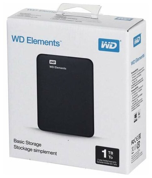 Внешний HDD WD 1TB Elements (WDBUZG0010BBK-WESN)