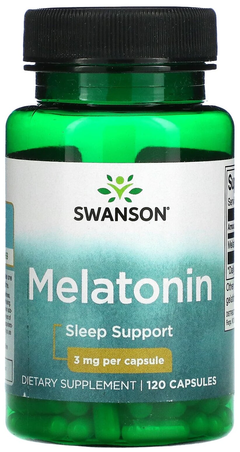 Капсулы SWANSON Melatonin, 100 г, 3 мг, 120 шт.