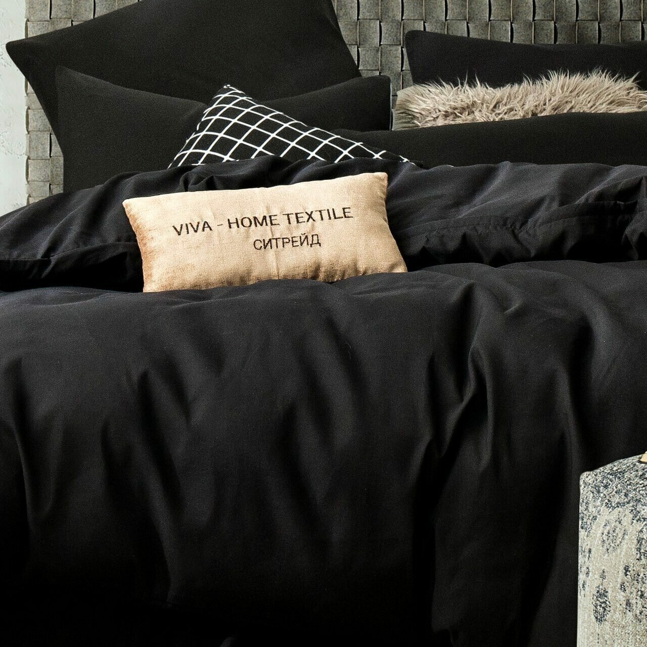 Комплект постельного белья ситрейд 2 спальный чёрный, Сатин, наволочки 50x70 2 шт. - фотография № 9