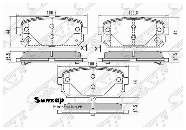 SAT ST-58302-1DA00 Колодки тормозные зад KIA CARENS 02-