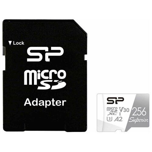 карта памяти microsdxc 256 гб адаптер на sd 1 шт чёрный Карта памяти microSDXC UHS-I U3 Silicon Power Superior 256 ГБ, 100 МБ/с, Class 10, SP256GBSTXDA2V20SP, 1 шт, переходник SD