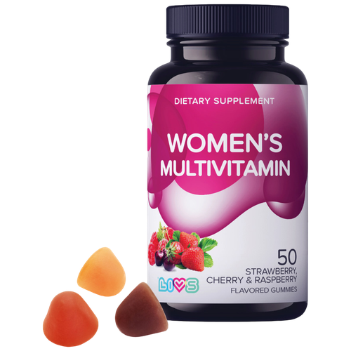 LIVS Комплекс Мультивитаминов для женщин со вкусом фруктов и ягод (вишня, клубника, малина) пастилки по 4 г, 50 шт